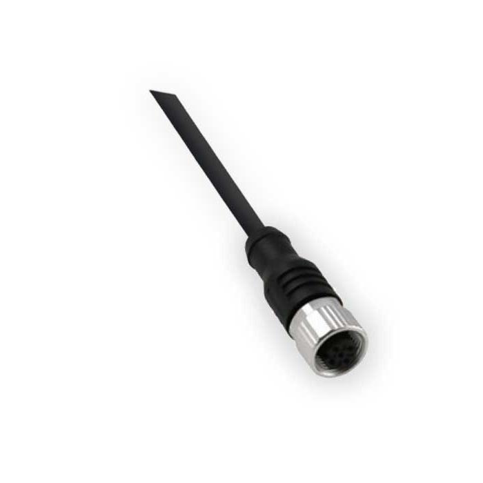 M12 4Pin、母头直型、耐高温120℃、单端预铸PUR柔性电缆、黑色护套、64H041-XXX